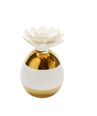 Gold And White Diffuser-Small, "Iris And Rose" Scent