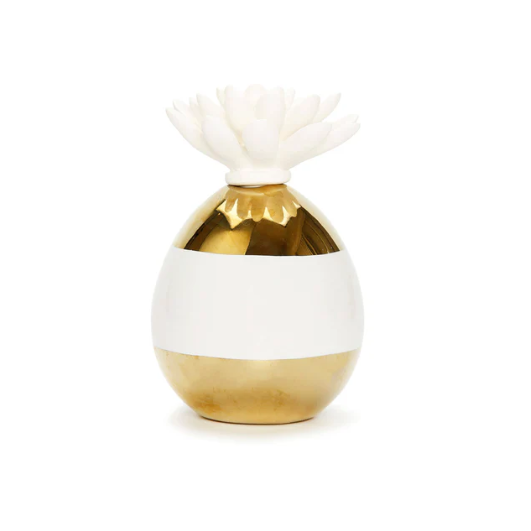 Gold And White Diffuser-Small, "Iris And Rose" Scent