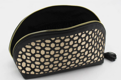 Leather Cutout Cosmetic Bag