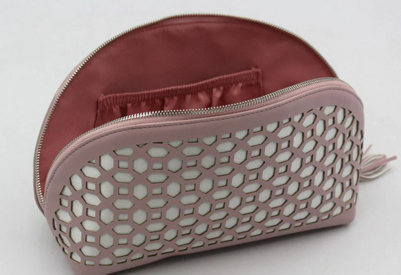 Leather Cutout Cosmetic Bag