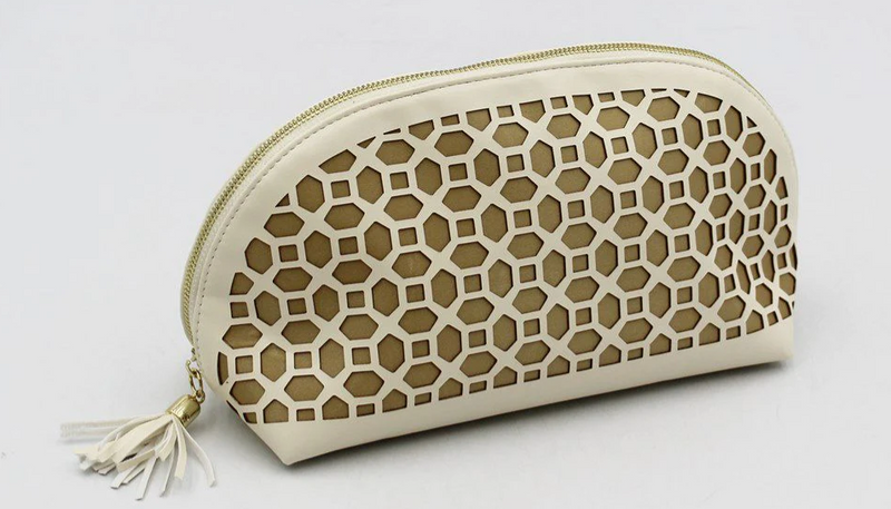 Leather Cutout Cosmetic Bag