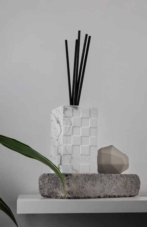 Square Mosaic White Flower Scent Reed Diffuser