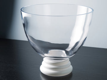 EUROPEAN QUALITY HANDMADE GLASS FOOTED BOWL - WITH OPAL (WHITE) FOOT - 8" DIAMETER