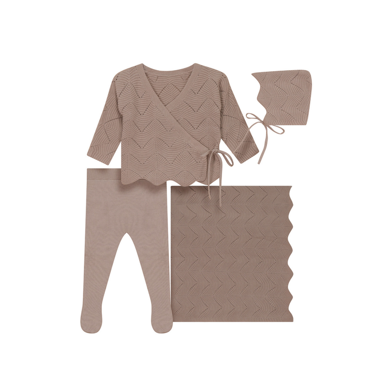 Sand Scalloped Knit Two Piece Set