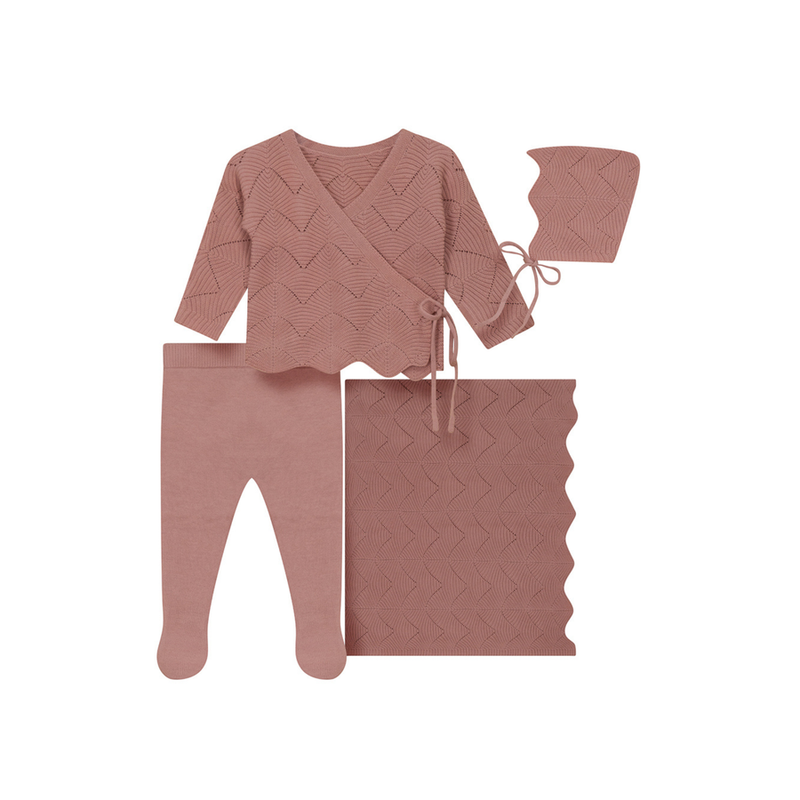 Pink Scalloped Knit Two Piece Set