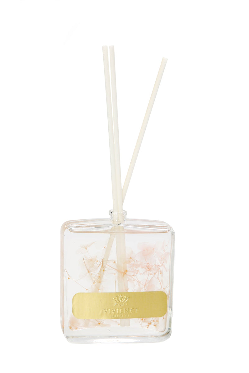 Clear Bottle Reed Diffuser With White Flowers And White Reeds, "Lily Of The Valley" Scent