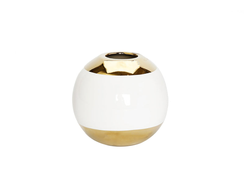 Gold And White Round Bud Vase