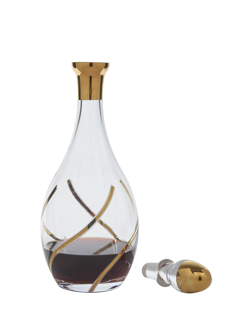 Vintage Wine Decanter Bottle, 24K Gold and Crystal