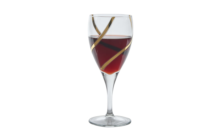 Set of 6 Vintage Red Wine Glasses, 24K Platinum/Gold