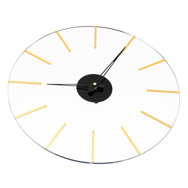 Lucite Wall Clock with Mirrored Time Markers