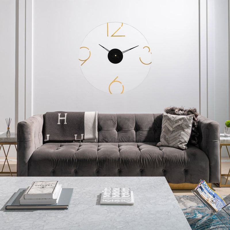 Lucite Wall Clock with Mirrored Numbers