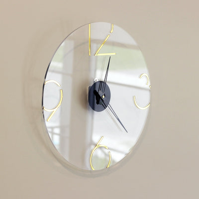 Lucite Wall Clock with Mirrored Numbers