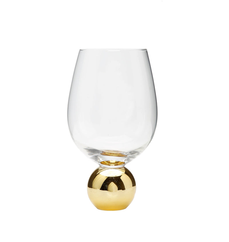 Set of 6 Wine Glasses on Gold Ball Pedestal