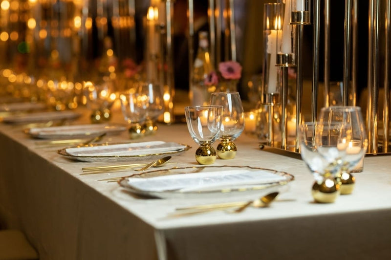 Set of 6 Wine Glasses on Gold Ball Pedestal