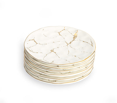 Set of 6 Dessert Plates With Gold Design