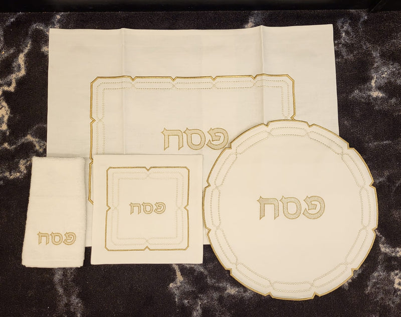 Exquisitely Embroidered Laser Cut 4pc Pesach Set