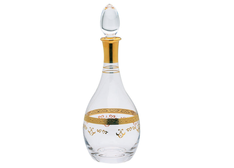 Wine Decanter Bottle with Rich Gold Design