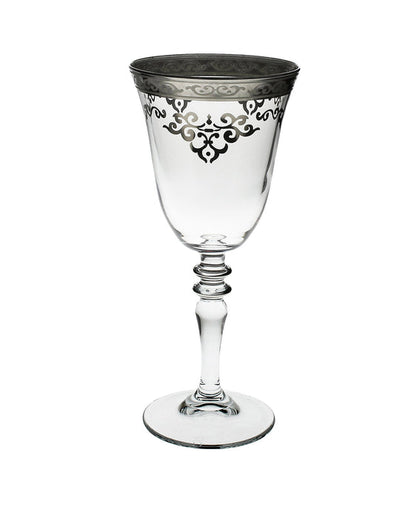 Set of 6 Water Wine Glasses with Rich Gold/Silver Design