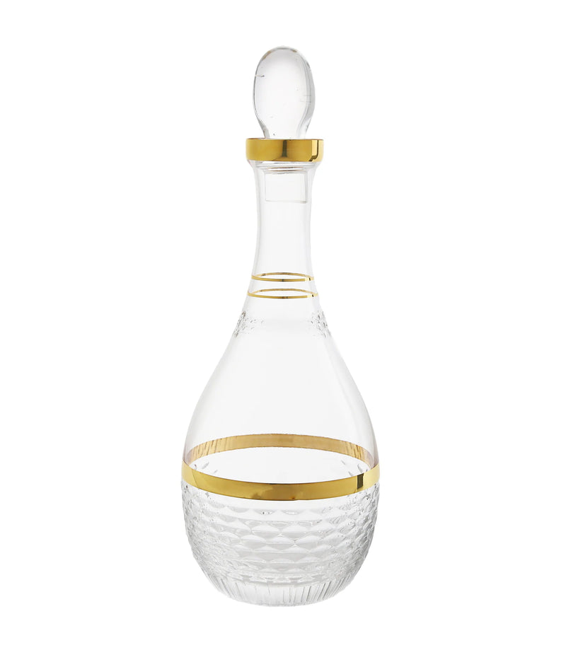 Glass Decanter with Gold and Crystal Detail