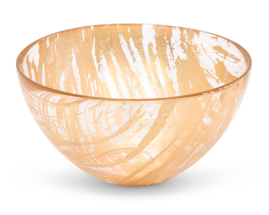 Brushed Gold Design Glass Dessert Bowl