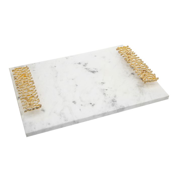 Gold & Marble Pierced Handled Challah Board