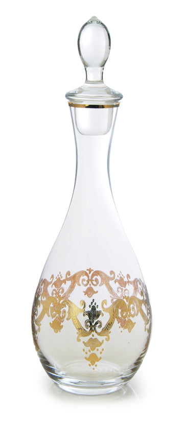 Wine Decanter Bottle with 24K Gold/Silver Artwork