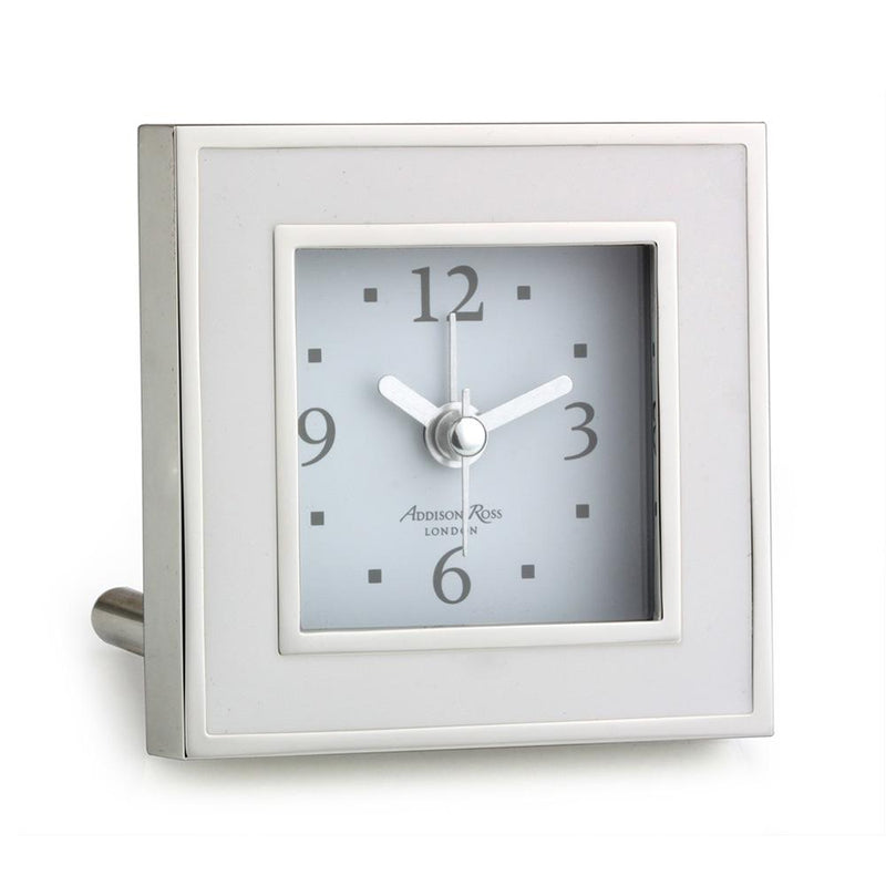 White & Silver Square Silent Alarm Clock