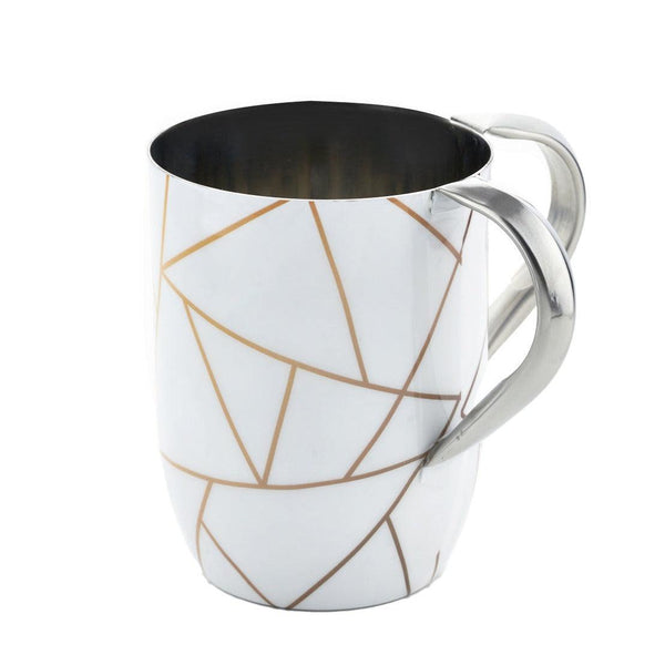 WHITE/GOLD ABSTRACT WASH CUP