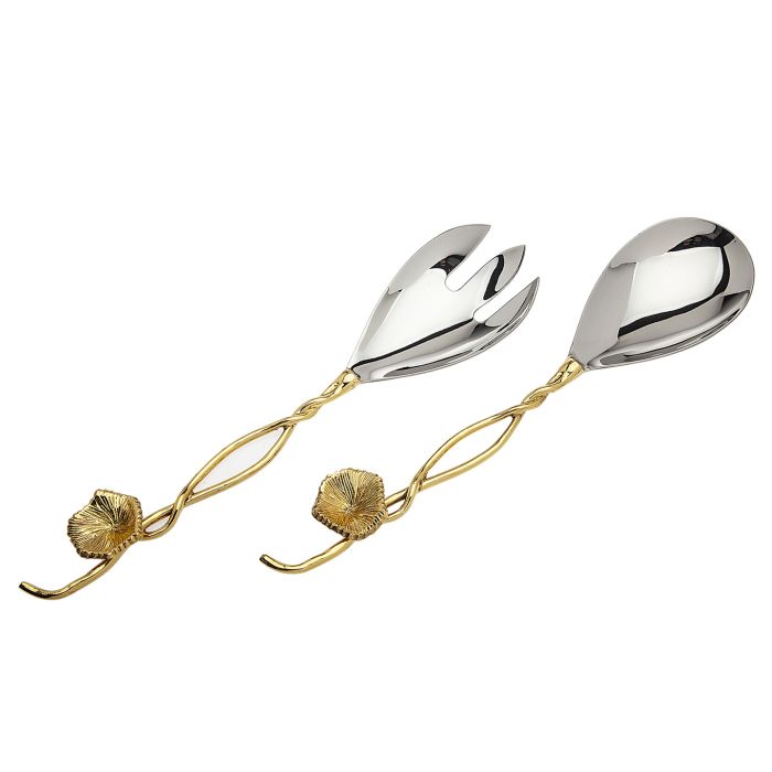 Set of 2 Gold Mushroom Handle Salad Server