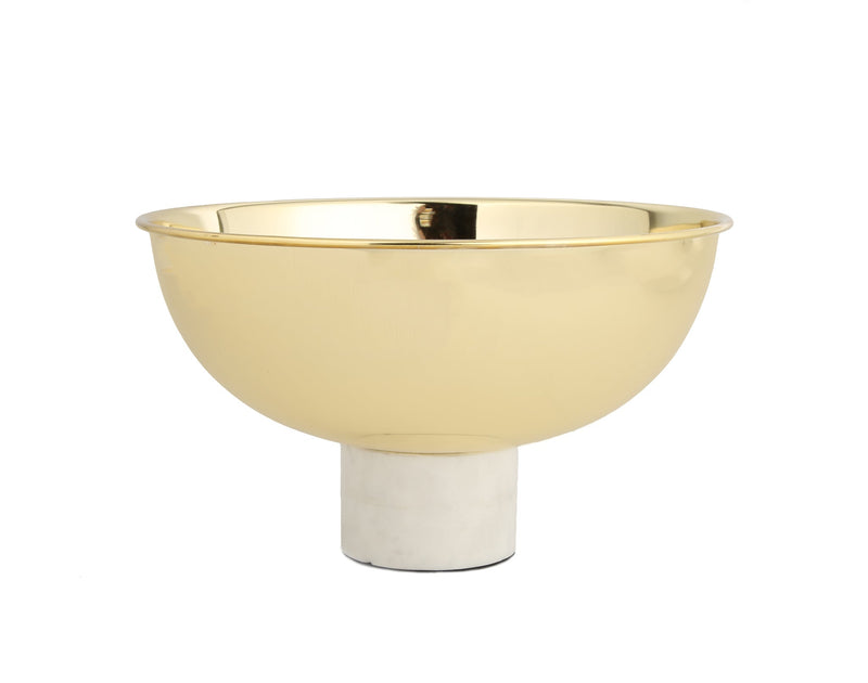 9.75"D Gold Bowl on White Stone Base