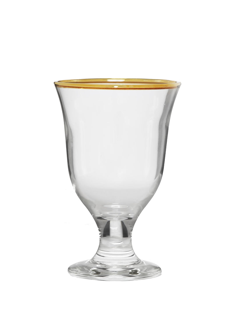 Set of 6 Short Stem Water Glasses with Gold Rim