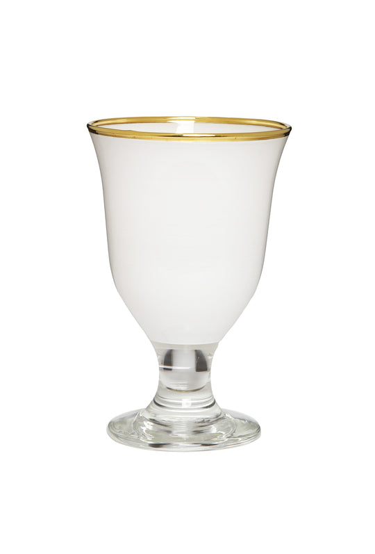 Set of 6 Short Stem Water Glasses White/Black with Clear Stem and Gold Rim