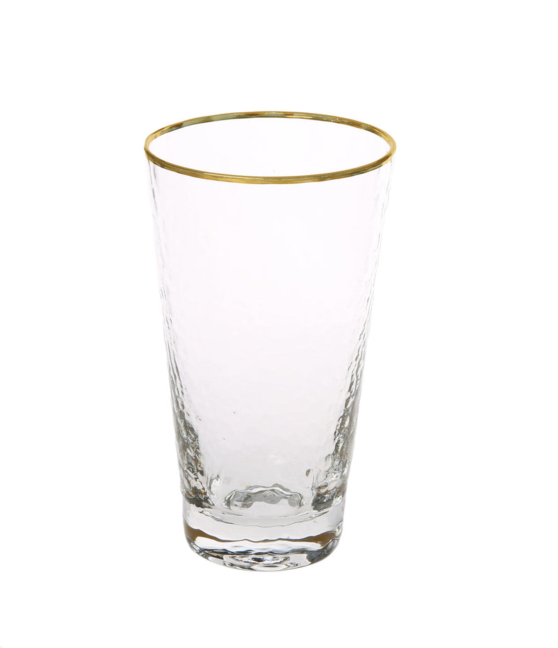 Set Of 6 Tumblers With Simple Gold Design - 3.5"D X 4.25"H