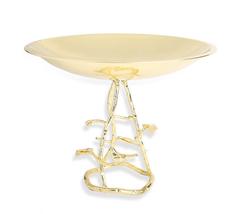 11.75"D Gold Cake Plate on Leaf Base