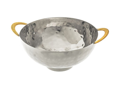 Hammered Metal Washcup and Bowl Set