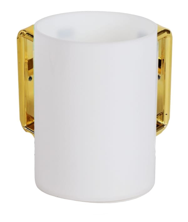 Acrylic Washing Cup White With Gold Handles