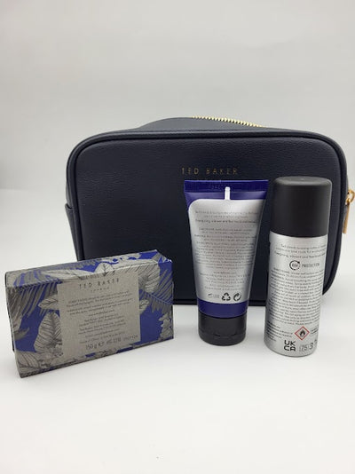 TED BAKER LONDON Men's Navy Travel Washbag with accessories