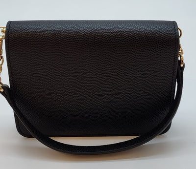 Black Caviar Genuine leather w metal fliplock Evening Bag