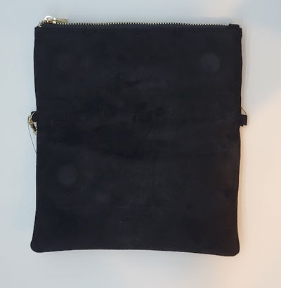 Black Suede w Beaded Fold over Flap Evening Bag