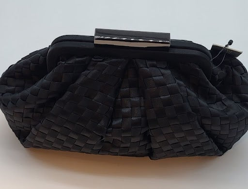 Black Satin Woven Pouch