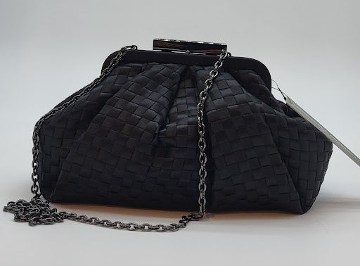 Black Satin Woven Pouch