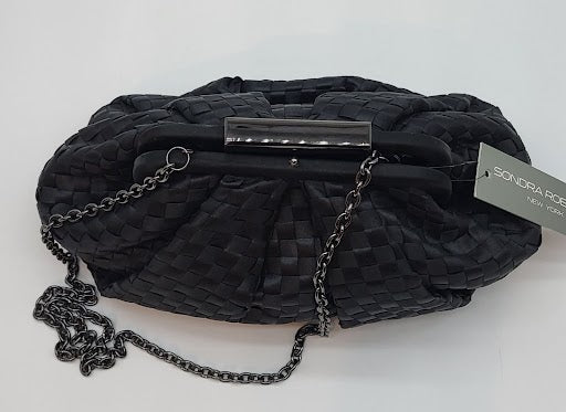 Black Satin Woven Pouch