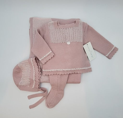 Pink and White 4 pc Knit Outfit