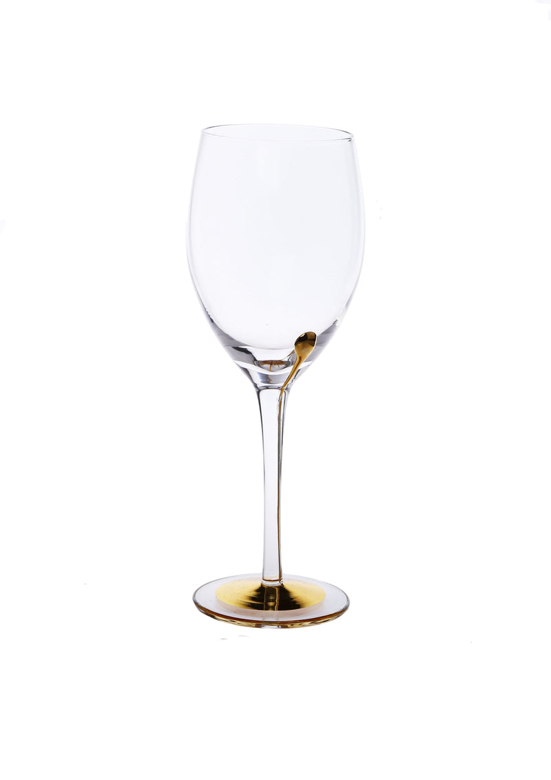 Set of 6 Wine Glasses with Gold Reflection