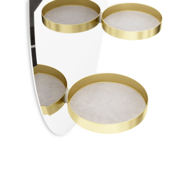 Umbra Perch Wall Mirror with Rubber Frame, Modern Decor for Entryways, Washrooms, Living Rooms, Shelving, Regular, Brass